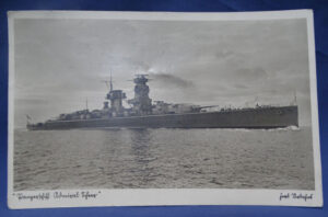 WWII German Postcard Pocket Battleship Admiral Scheer