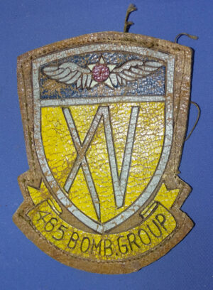WWII 15th Airforce 465th Bomb Group Painted Leather Patch