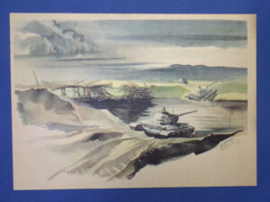 WWII German Postcard Tanks Winter Scene