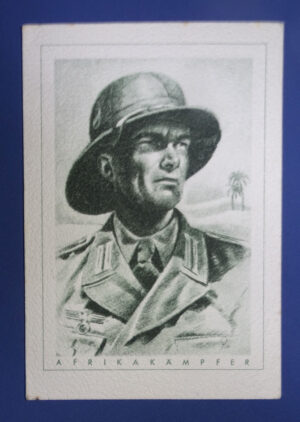 WWII German Postcard Africa Corps Soldier