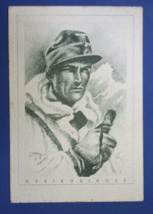 WWII German Mountain Trooper Postcard