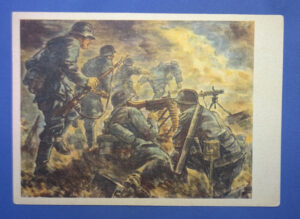 WWII German Infantry Machine Gun Scene Postcard