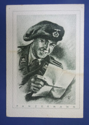 WWII German Panzer Man Postcard