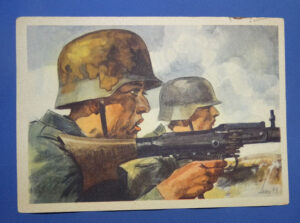 WWII German Machine Gunner Postcard