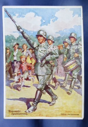 WWII German Army Band Marching Postcard