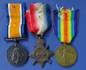 WWI British Medal Trio Named "#43552 PTE. W. J. Crunkhorn L' Pool R."