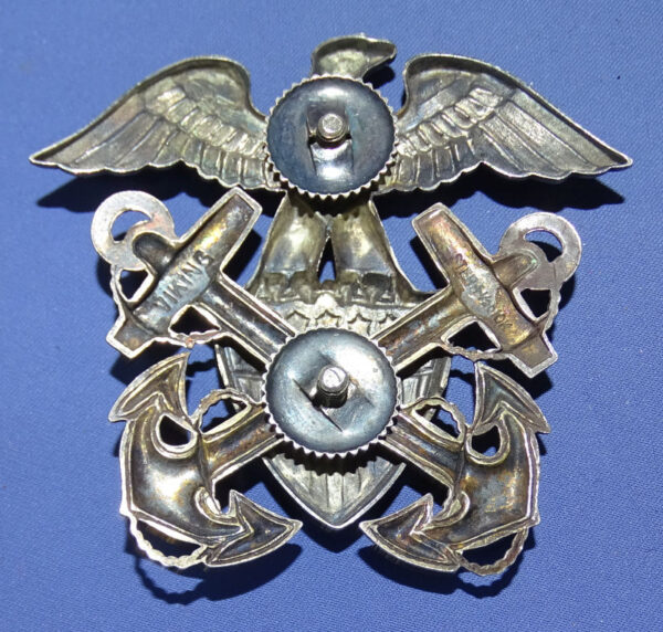 WWII Navy Officer's Visor Hat Insignia  - Sterling 1/20 10K - Image 2