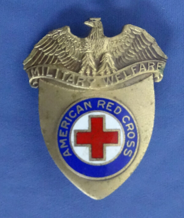 WWII American Red Cross Military Welfare Visor Hat Insignia