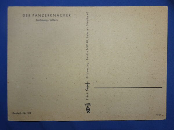 WWII German Soldier Planting Mine on Tank Postcard - Image 2