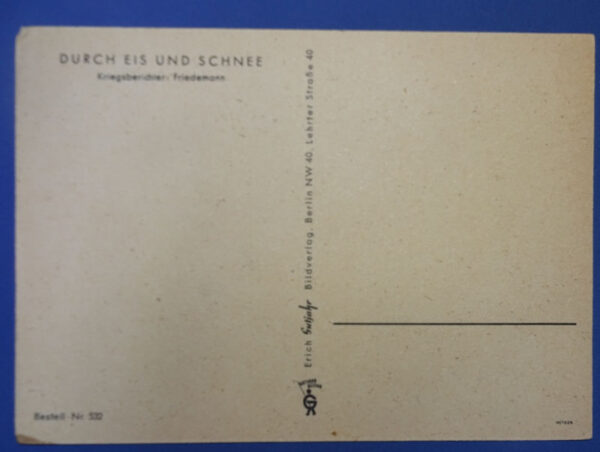 WWII German Mounted Troops Winter Scene Postcard - Image 2