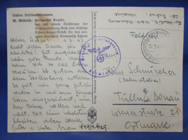 WWII German Paratrooper Postcard - Image 2