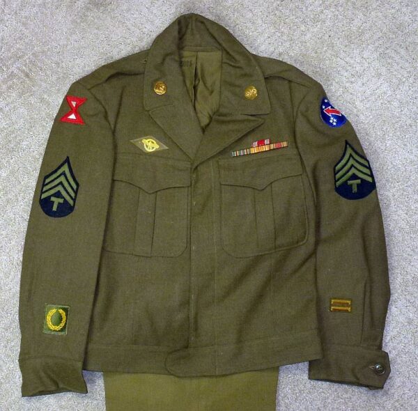 WWII U.S. Army Signal Corps Tenth Army / Southwest Pacific Theater Forces Technical Sergeant's Uniform with G.I. Laundry Marks - Image 2