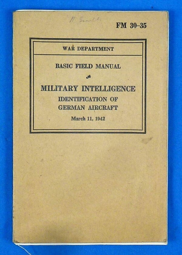 1942 FM 30-35: Military Identification Manual on Identification of German Aircraft