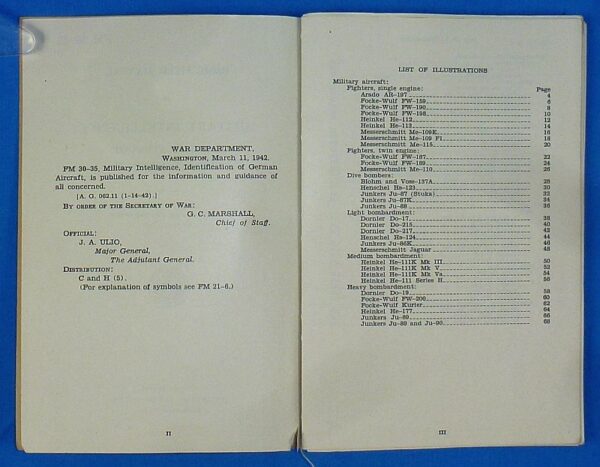 1942 FM 30-35: Military Identification Manual on Identification of German Aircraft - Image 2