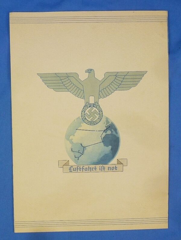 Third Reich Deutsche Reichspost Commemorative Telegram Folder with Zeppelin and Seaplane - Image 3