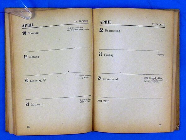 1943 Panzerarmee Afrika Pocket Calendar and Diary - Image 6