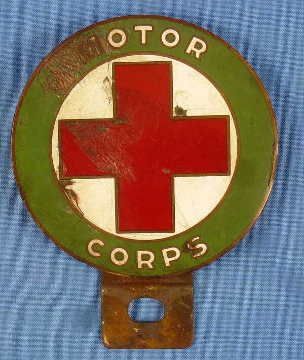 WWII Red Cross Motor Corps Enamel Car Plaque