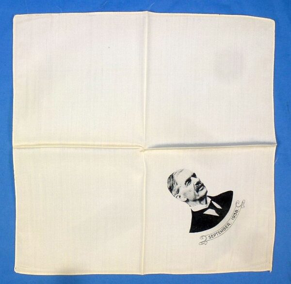 British Prime Minister Neville Chamberlain 1938 Munich Conference Commemorative Handkerchief - Image 3