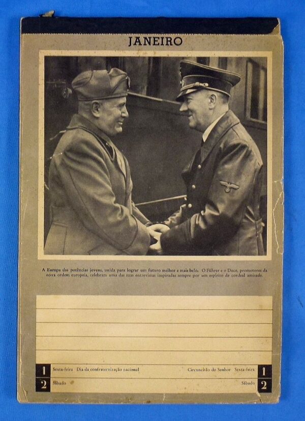 1943 Pro Axis Portuguese 52 Page Calendar