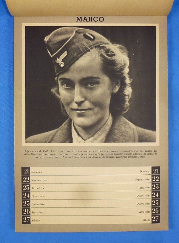 1943 Pro Axis Portuguese 52 Page Calendar - Image 3