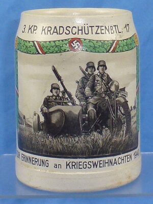 1940 Dated German Army Motorcycle (Kradschutzen) Battalion Service Stein