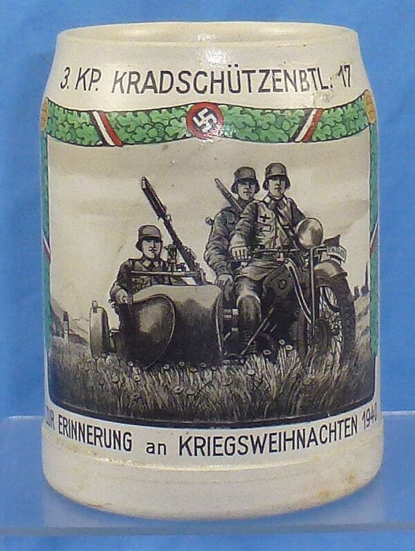 1940 Dated German Army Motorcycle (Kradschutzen) Battalion Service Stein