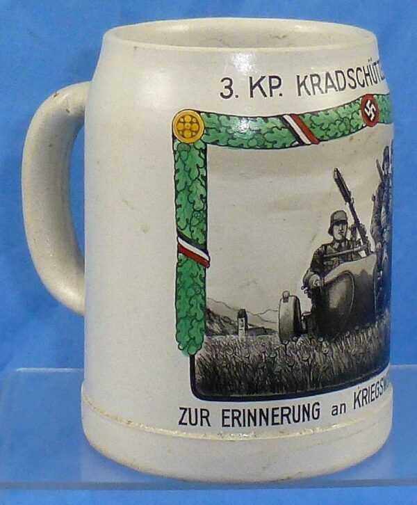 1940 Dated German Army Motorcycle (Kradschutzen) Battalion Service Stein - Image 2