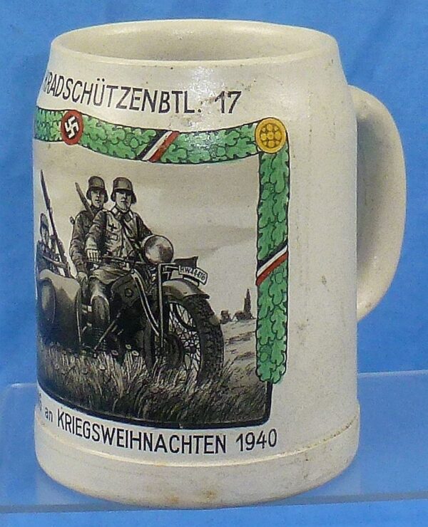 1940 Dated German Army Motorcycle (Kradschutzen) Battalion Service Stein - Image 3