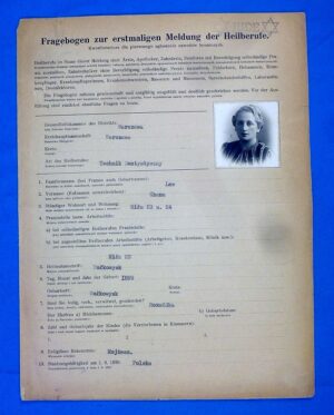 German Registration Form for a Jewish Dental Technician in Poland