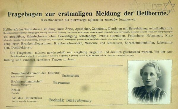 German Registration Form for a Jewish Dental Technician in Poland - Image 5