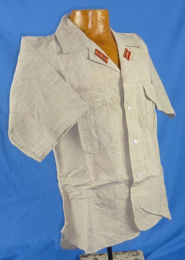 WWII Japanese Army Lieutenant Tropical Heavy Linen Shirt - Image 5