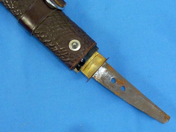 WWII Japanese Wakizashi In Leather Covered Scabbard For Use By Tank or Pilot Officer's - Image 9