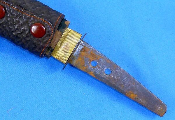 WWII Japanese Wakizashi In Leather Covered Scabbard For Use By Tank or Pilot Officer's - Image 10