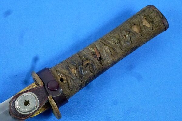 WWII Japanese Wakizashi In Leather Covered Scabbard For Use By Tank or Pilot Officer's - Image 6