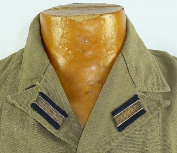 WWII Japanese Navy Warrant Officer Open Collar Green Cotton Tunic - Image 2