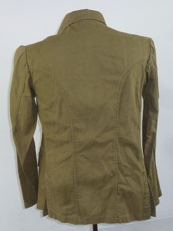 WWII Japanese Navy Warrant Officer Open Collar Green Cotton Tunic - Image 4