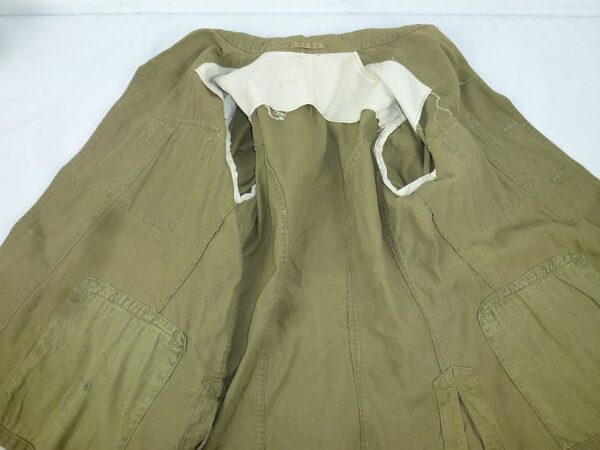 WWII Japanese Navy Warrant Officer Open Collar Green Cotton Tunic - Image 6