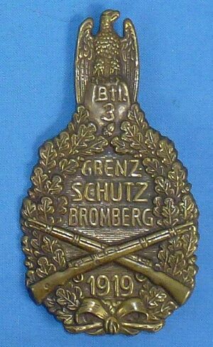 Large Freikorps 3rd Battalion Grenz-Schutz Bromberg 1919 Badge