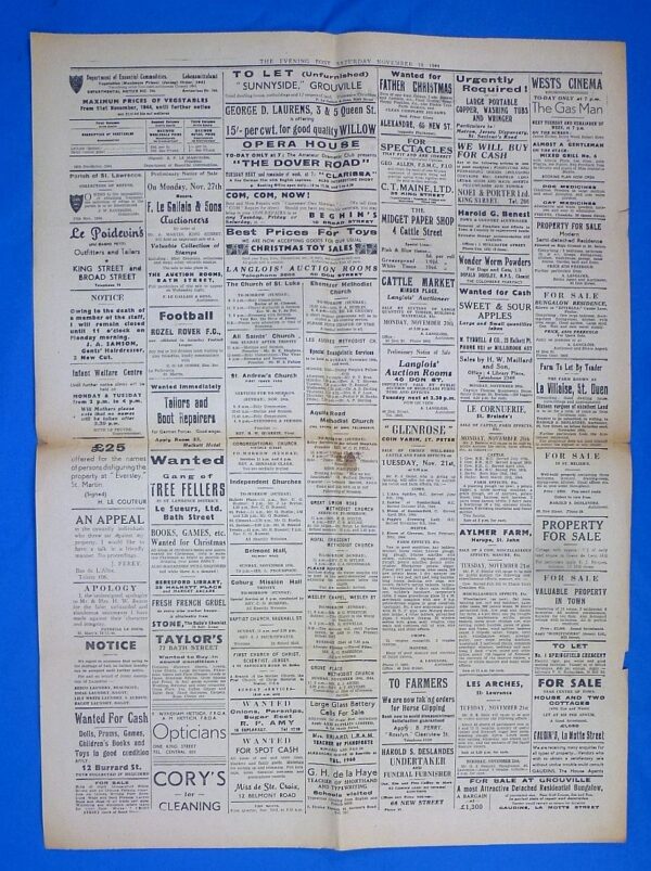 1944 Newspaper of the British Channel Island of Jersey Under German Occupation - Image 3