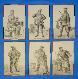 Set of Six WWI German Army Comical Postcards