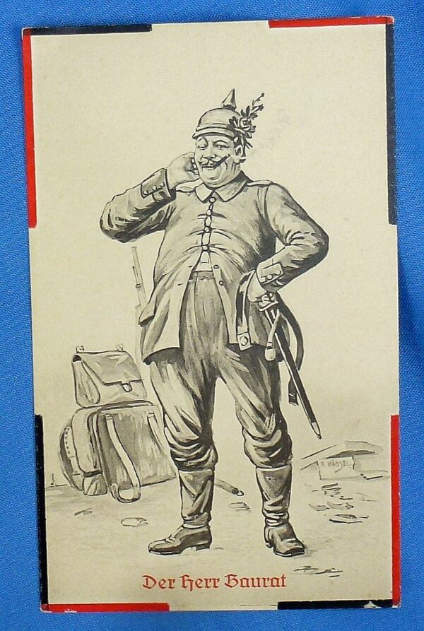 Set of Six WWI German Army Comical Postcards - Image 3