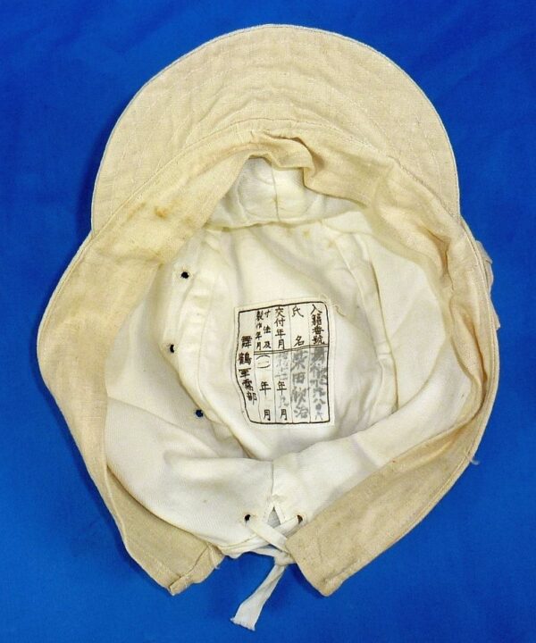 WWII Japanese Navy Enlisted Ranks White Cotton Field Cap - Image 7