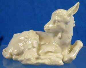 SS Allach Young Lying Goat (Allach Model No. 102) Porcelain Figurine