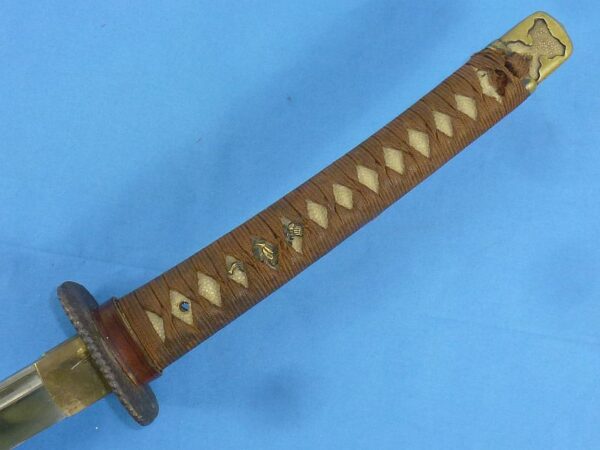 Signed Showa Era Katana in Leather Combat Scabbard Cover - Image 11