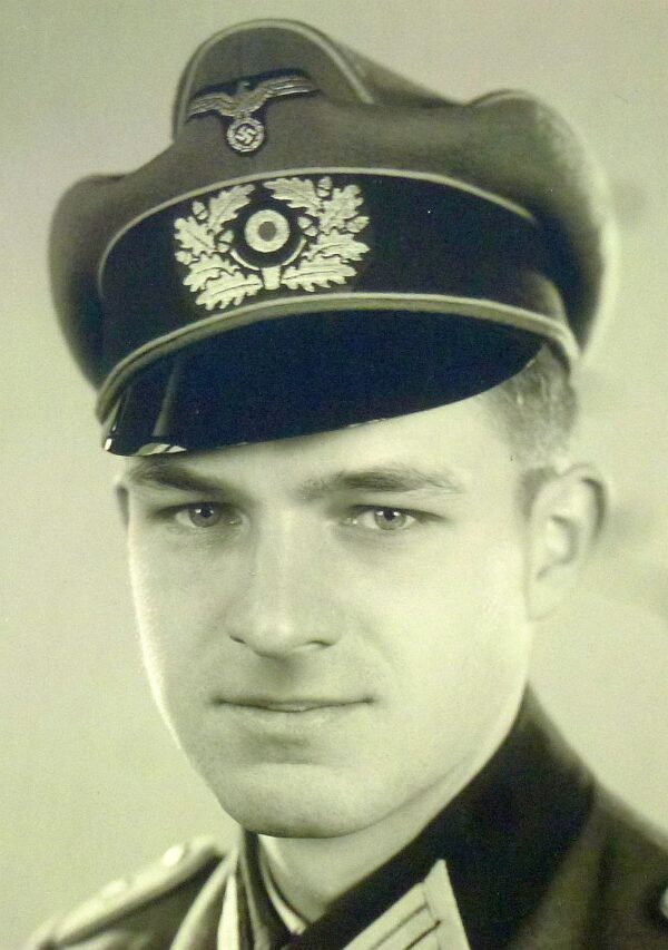 Large Portrait Photograph of a German Army Reconnaissance Battalion Officer with Crusher Cap - Image 2
