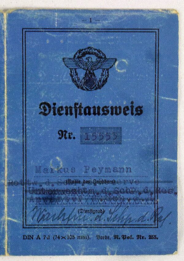 1943 Third Reich Police Dienstausweis - Image 3