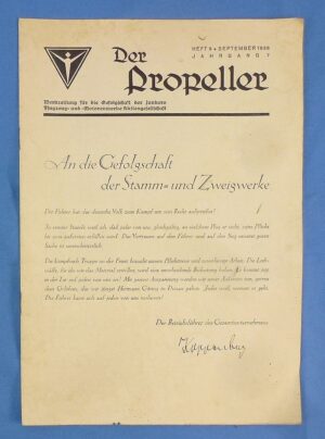 1939 Issue of "Der Propeller", the Magazine of the Junker Aircraft Company
