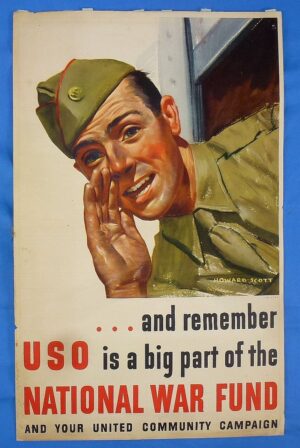 WWII USO and National War Fund Support Poster