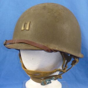 Untouched WWII U.S. Army Airborne Captain's Front Seam Swivel Bale M1C Paratrooper Helmet