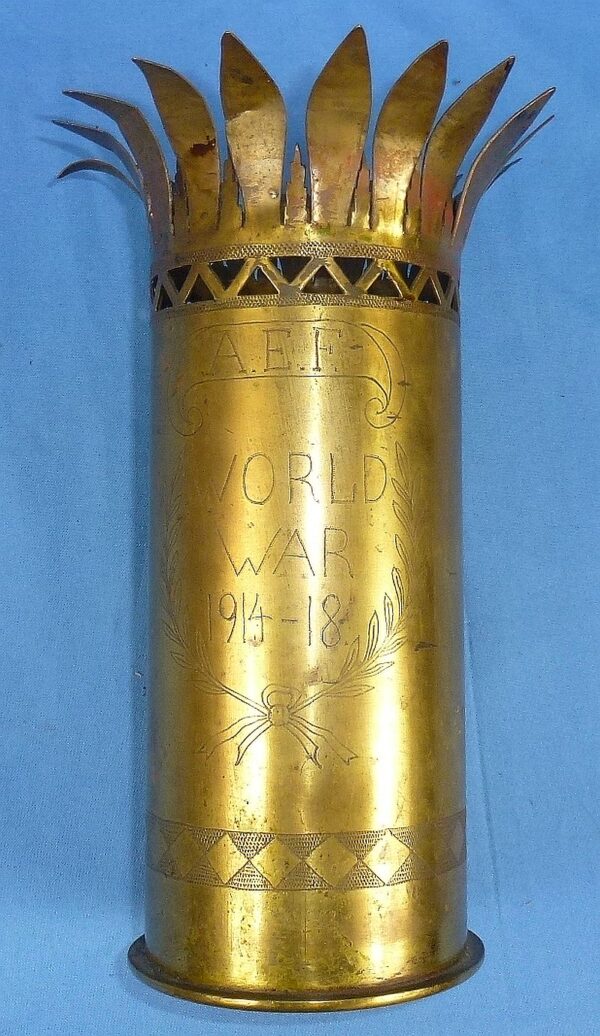 WWI Military Police Prisoner of War Guard Detachment Trench Art Shell Casing - Image 3